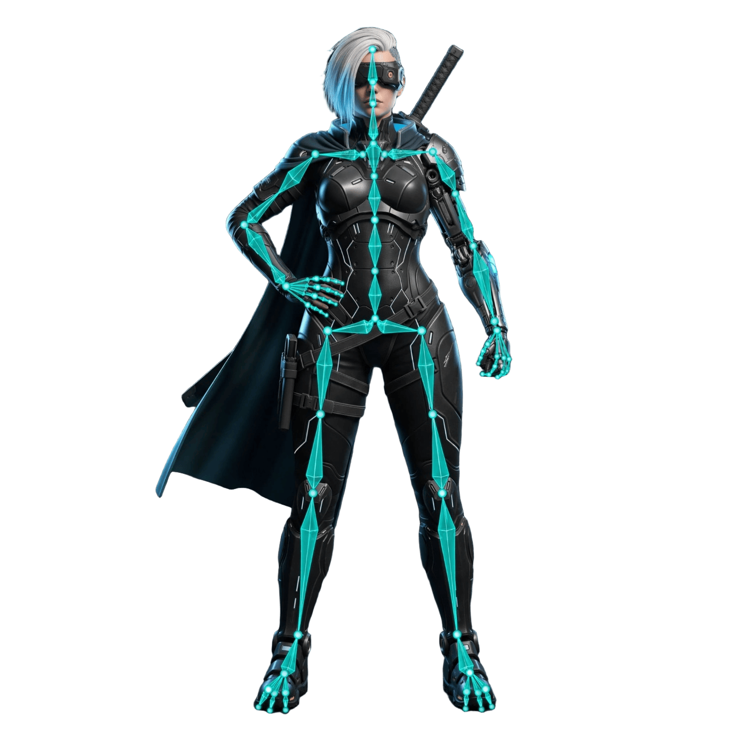 A rigged character ready for animation