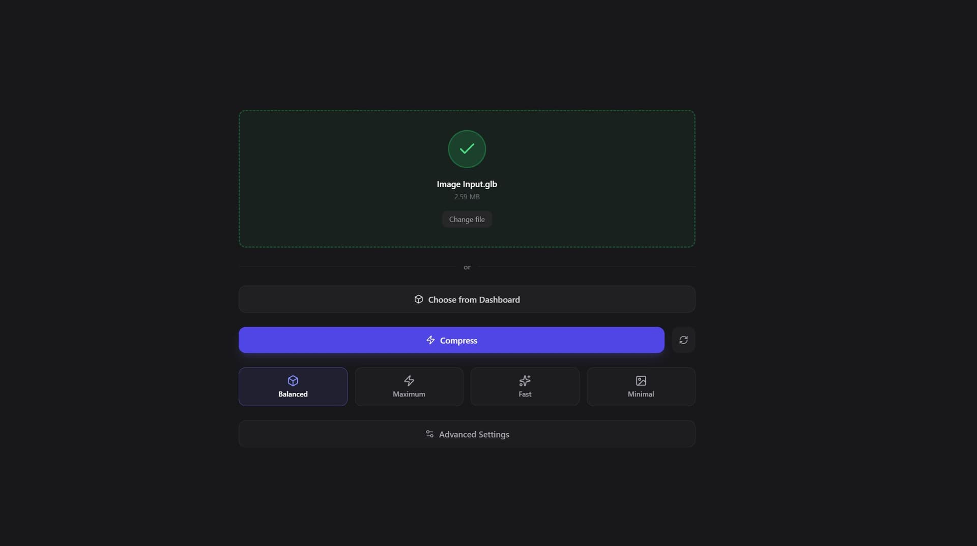 GLB Compressor - Redesigned Interface