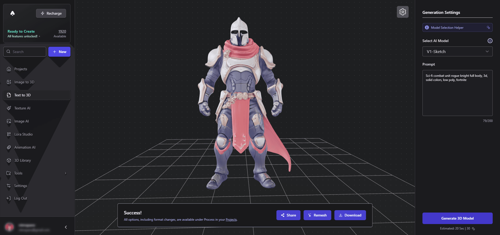 3D Model Generation Example
