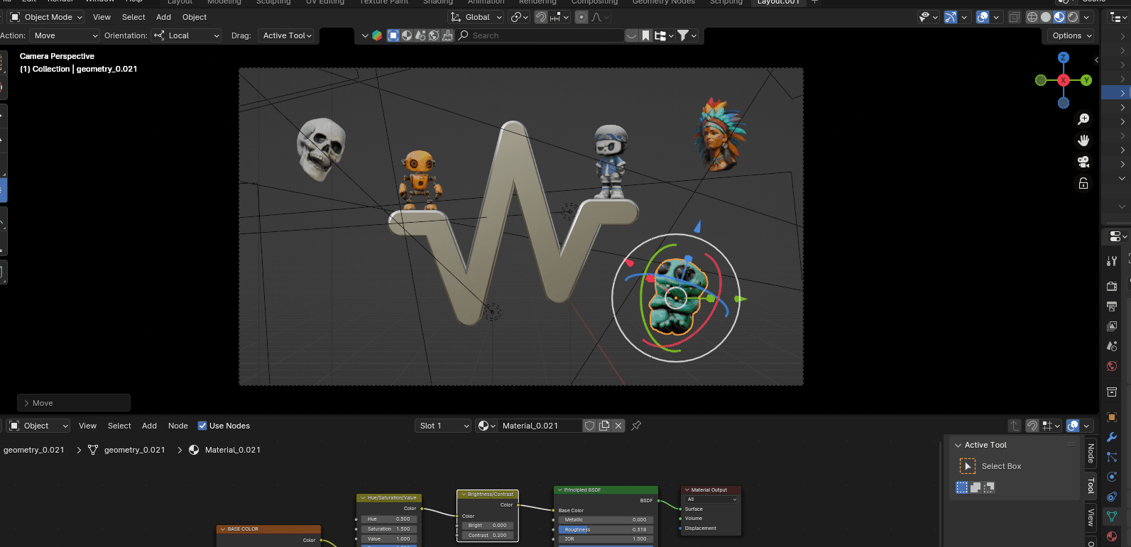 Blender interface with imported 3D model