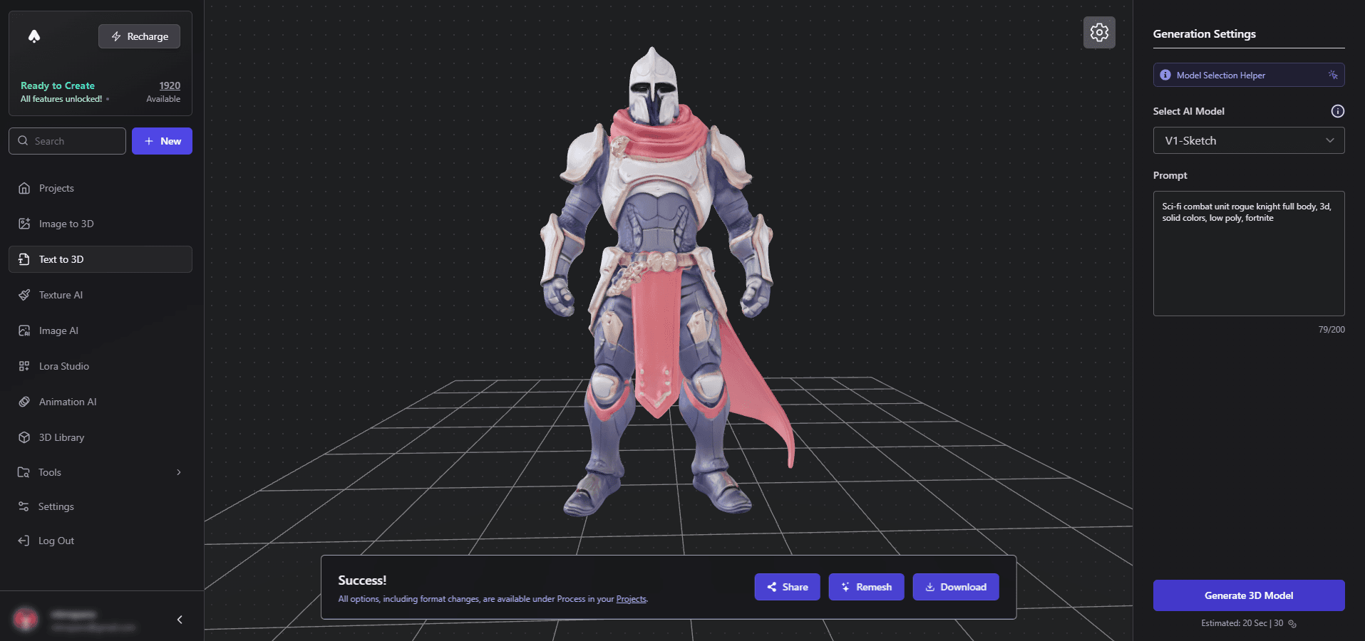 3D Model Generation Example