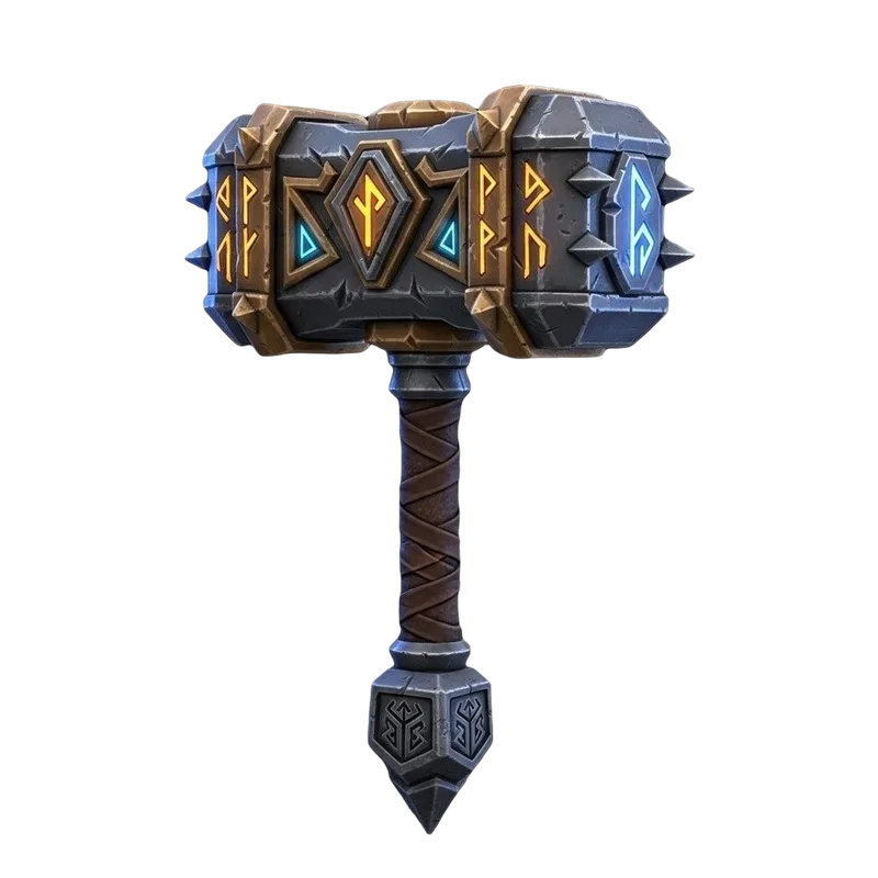Runic warhammer 3D model generated from a text prompt, shown in the viewer