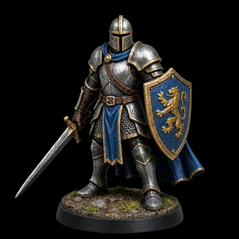 Knight figurine on a base generated as a 3D model for printing