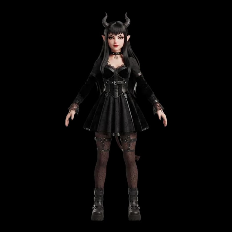 Gothic demon creature generated as a 3D model