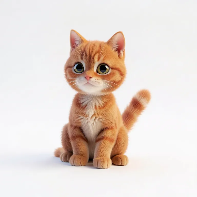 The cat blockout rendered by AI as a fluffy ginger kitten