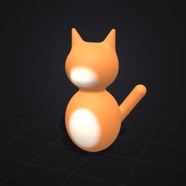 A cat blocked out from a few simple 3D shapes in Sculpt to 3D
