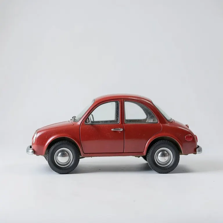 Car drawing turned into a realistic photo of a red retro car