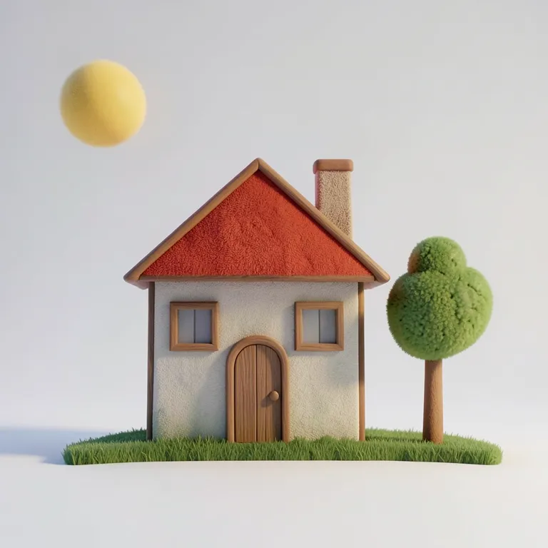 The cottage sketch rendered by AI in the Animated style
