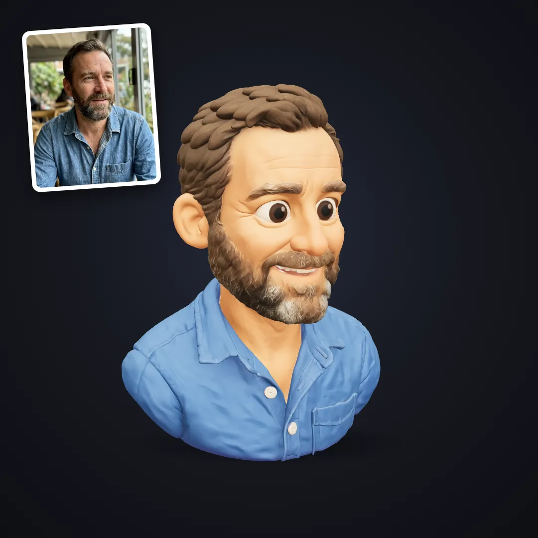 3D Profile Avatar: Bearded man as a clay avatar