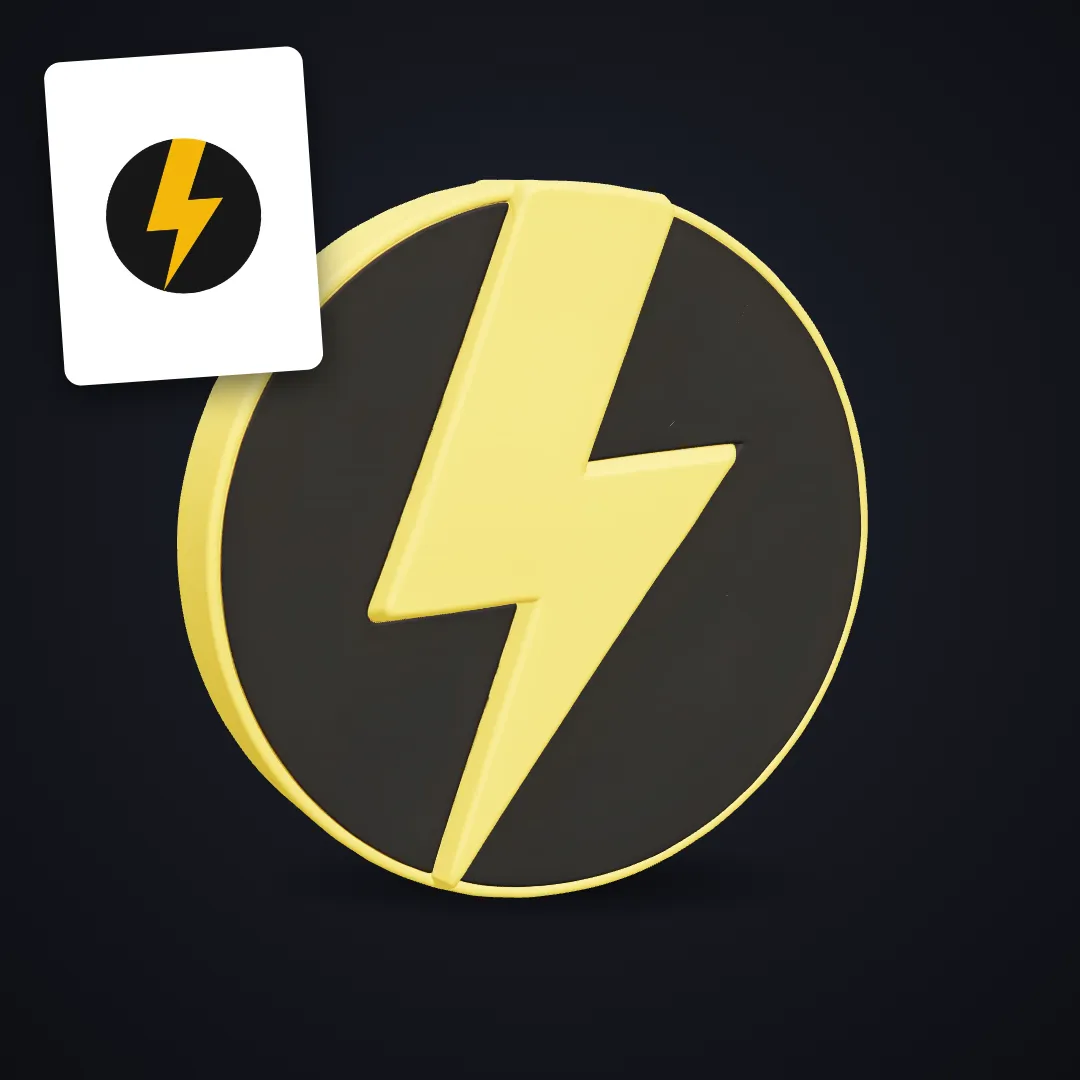 Lightning logo in gold