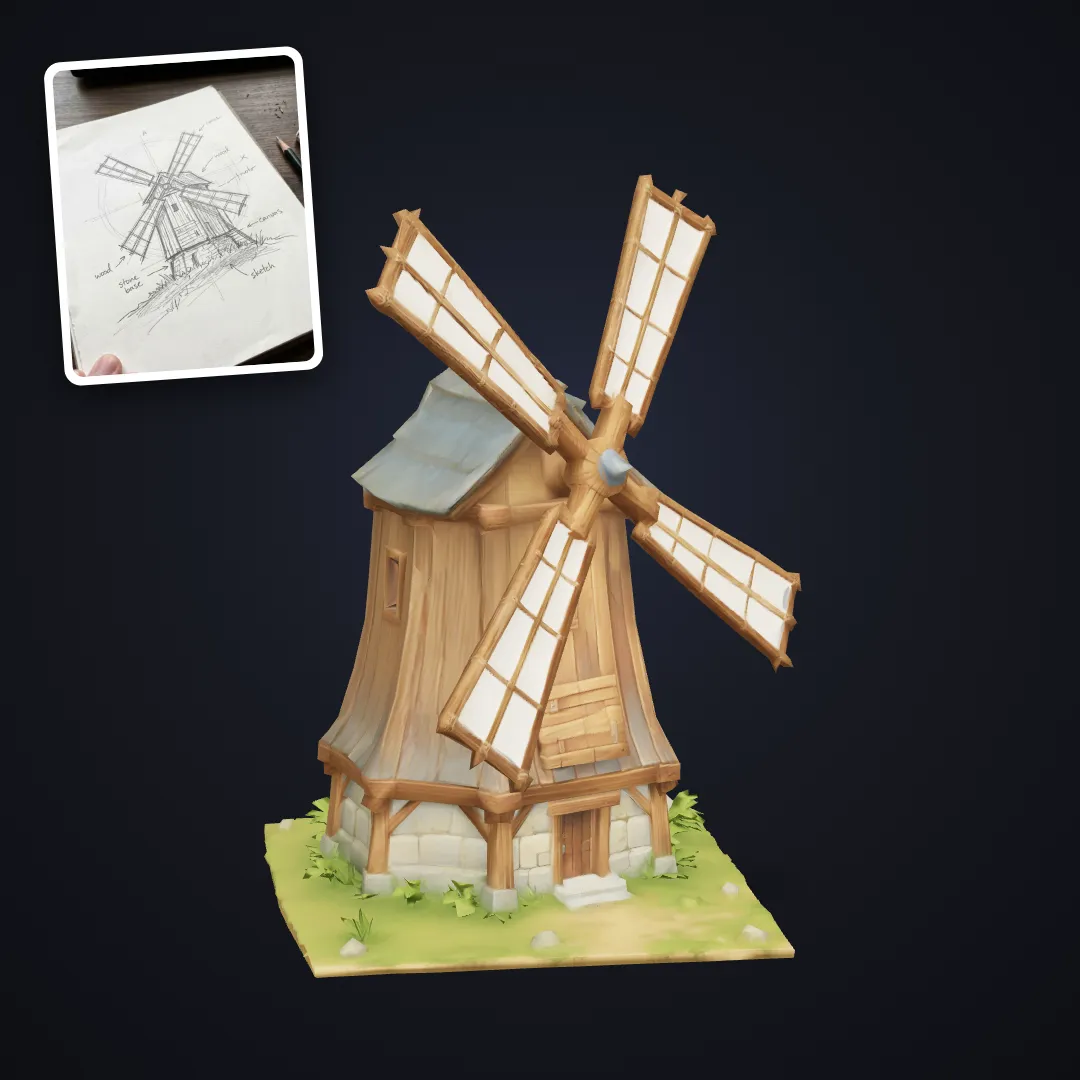 Windmill sketch to 3D building