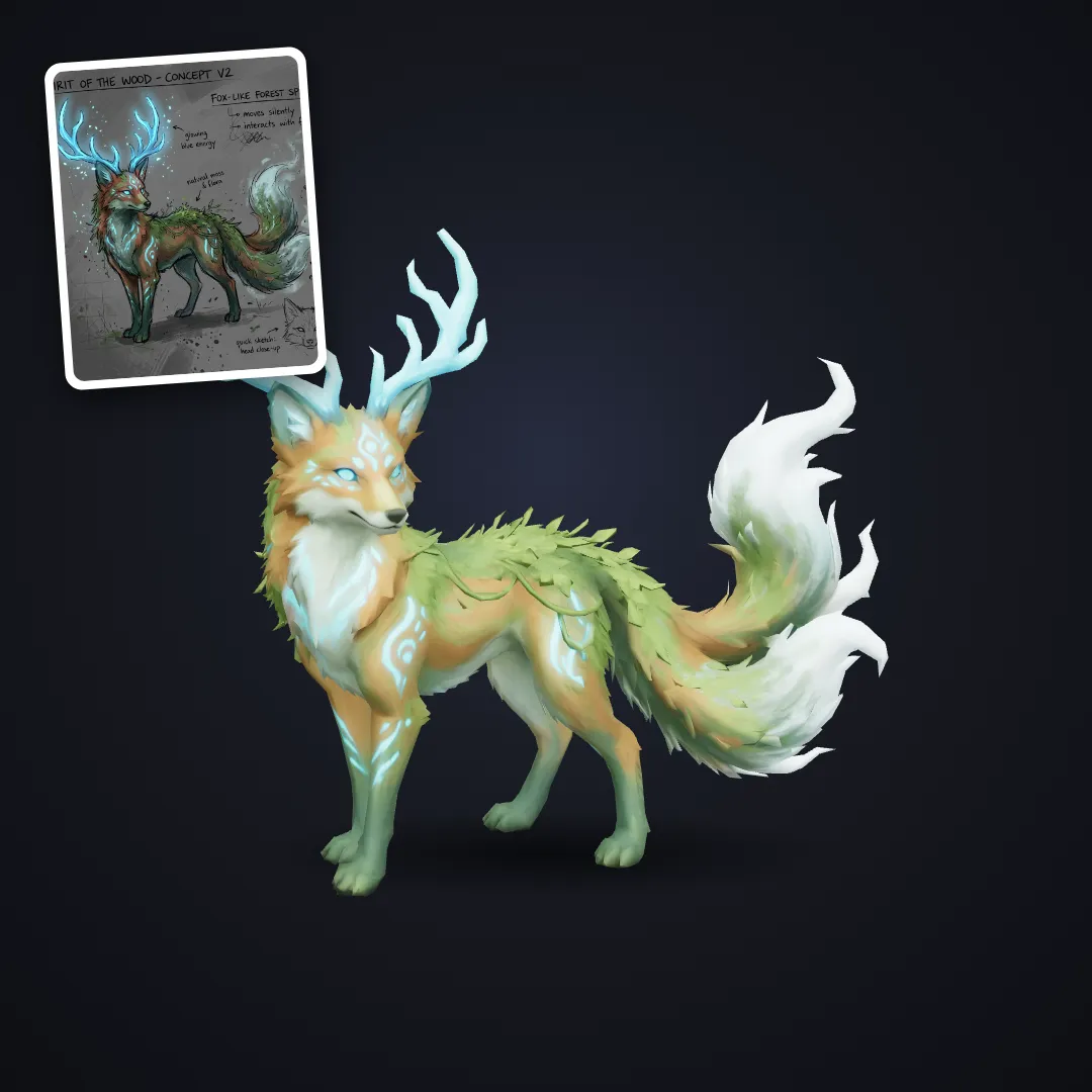 Forest spirit concept art to 3D