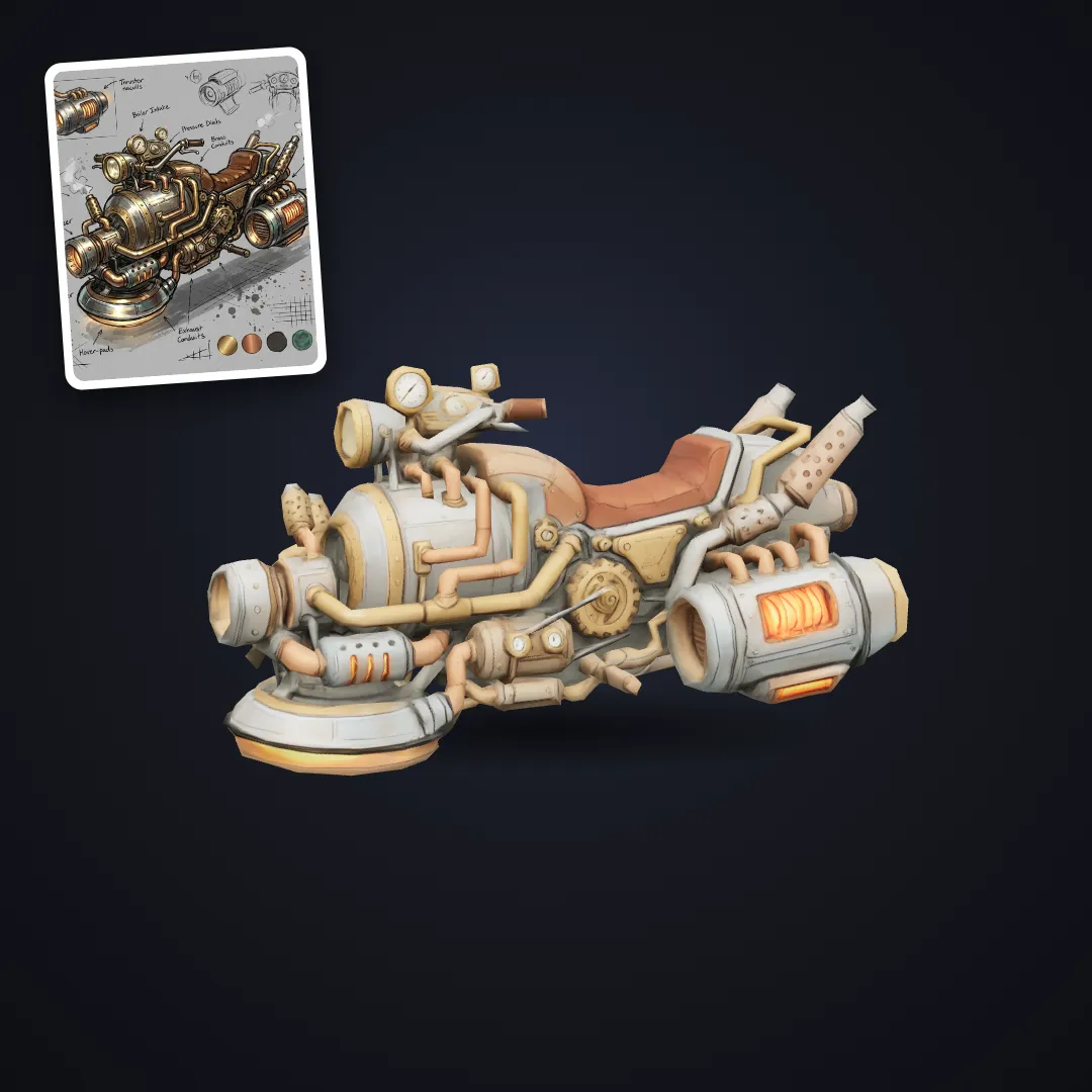 Hover bike concept art to 3D