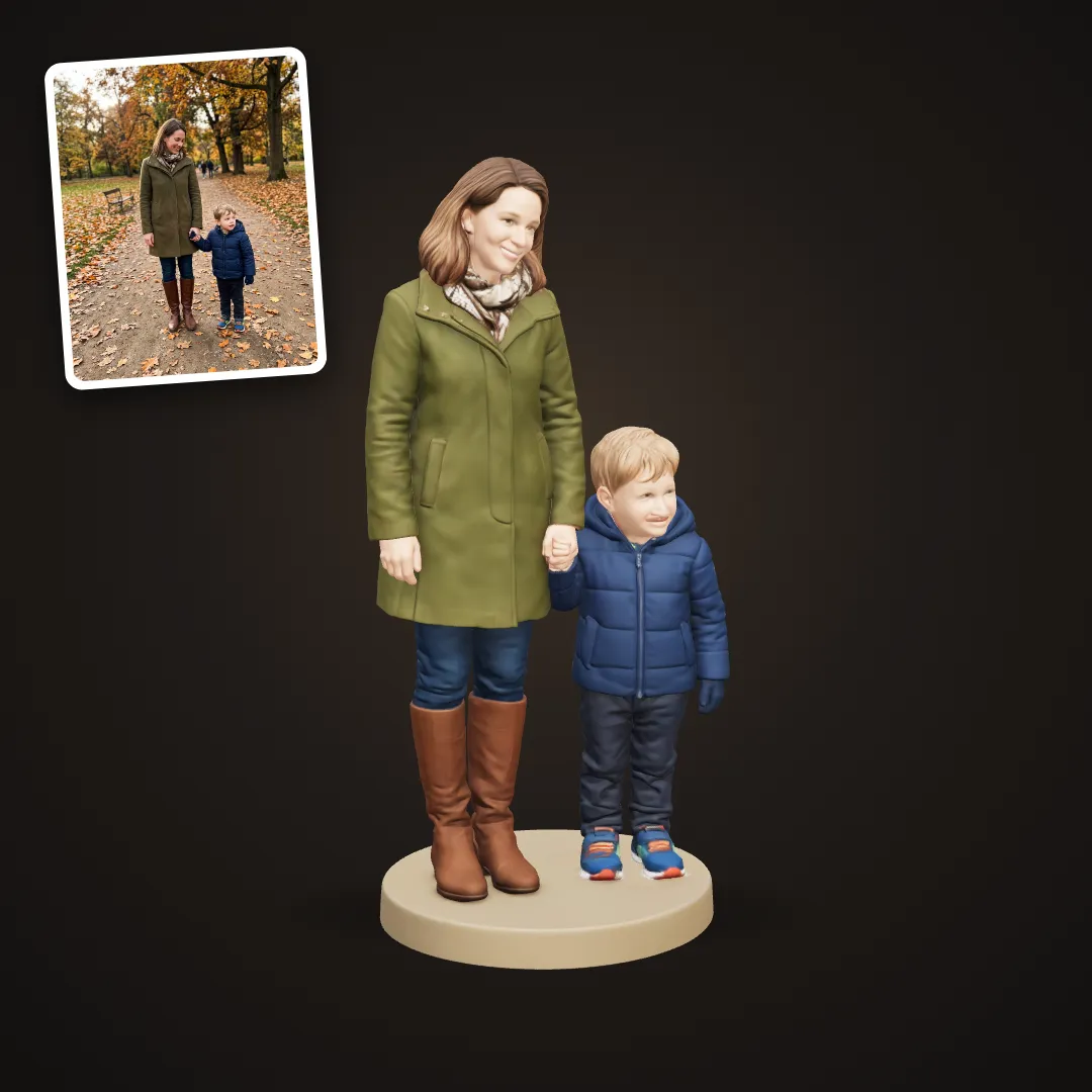 Mother and son figurine