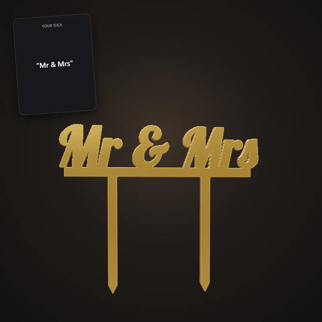 Cake Topper & Name Plaque: Mr & Mrs wedding cake topper