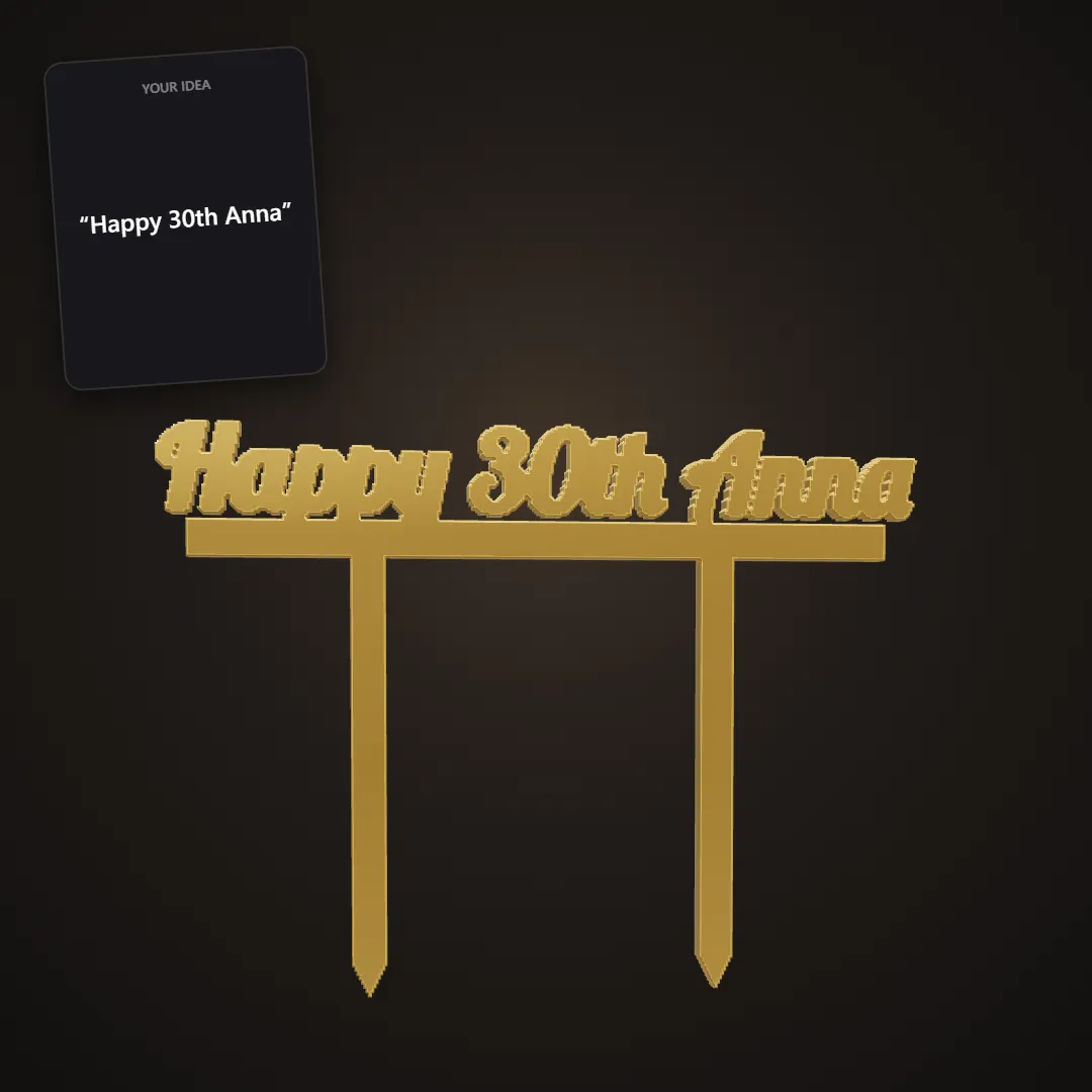 Cake Topper & Name Plaque: example result