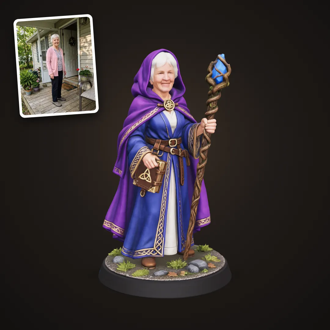 Grandma as a wizard miniature