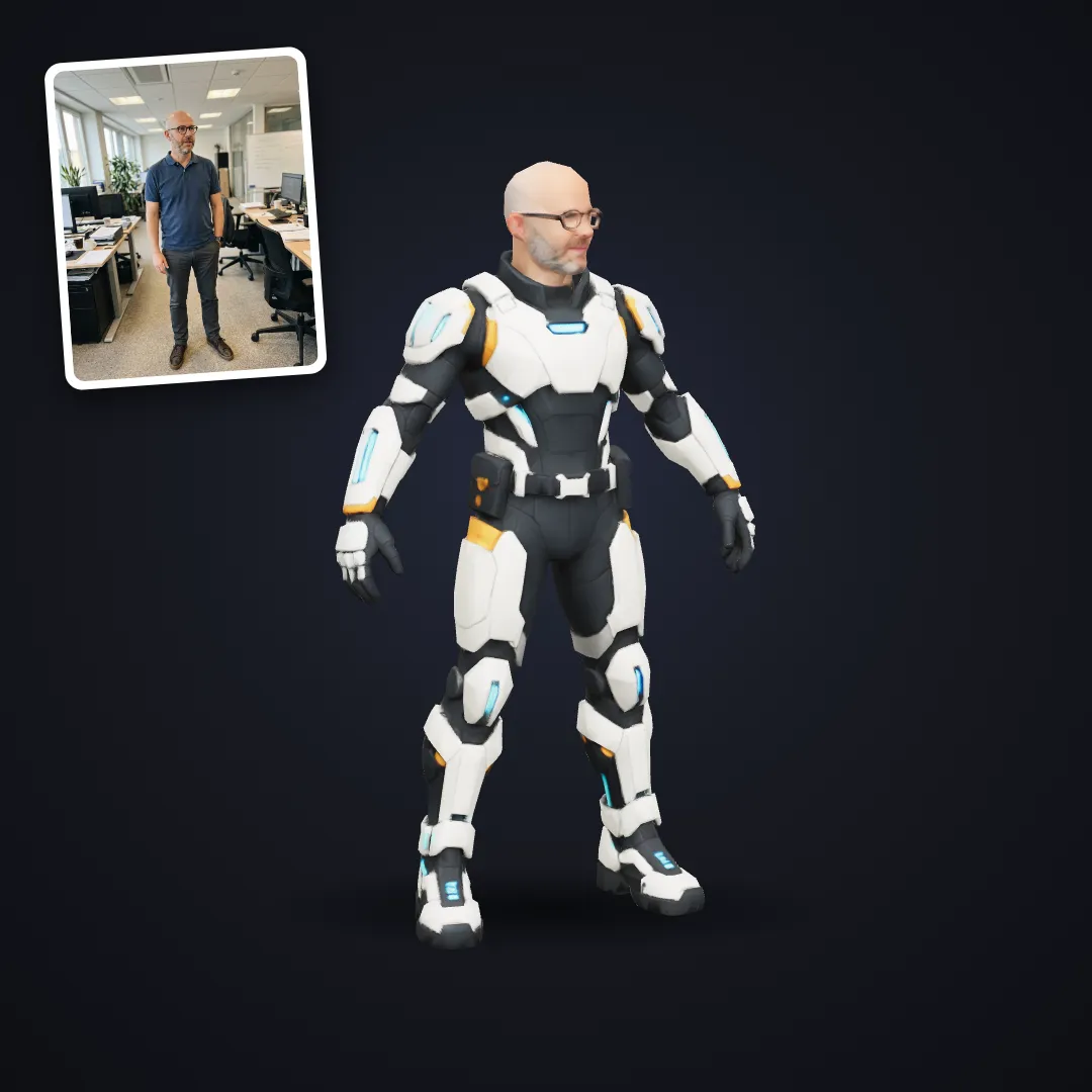 Bald man as a sci-fi game character