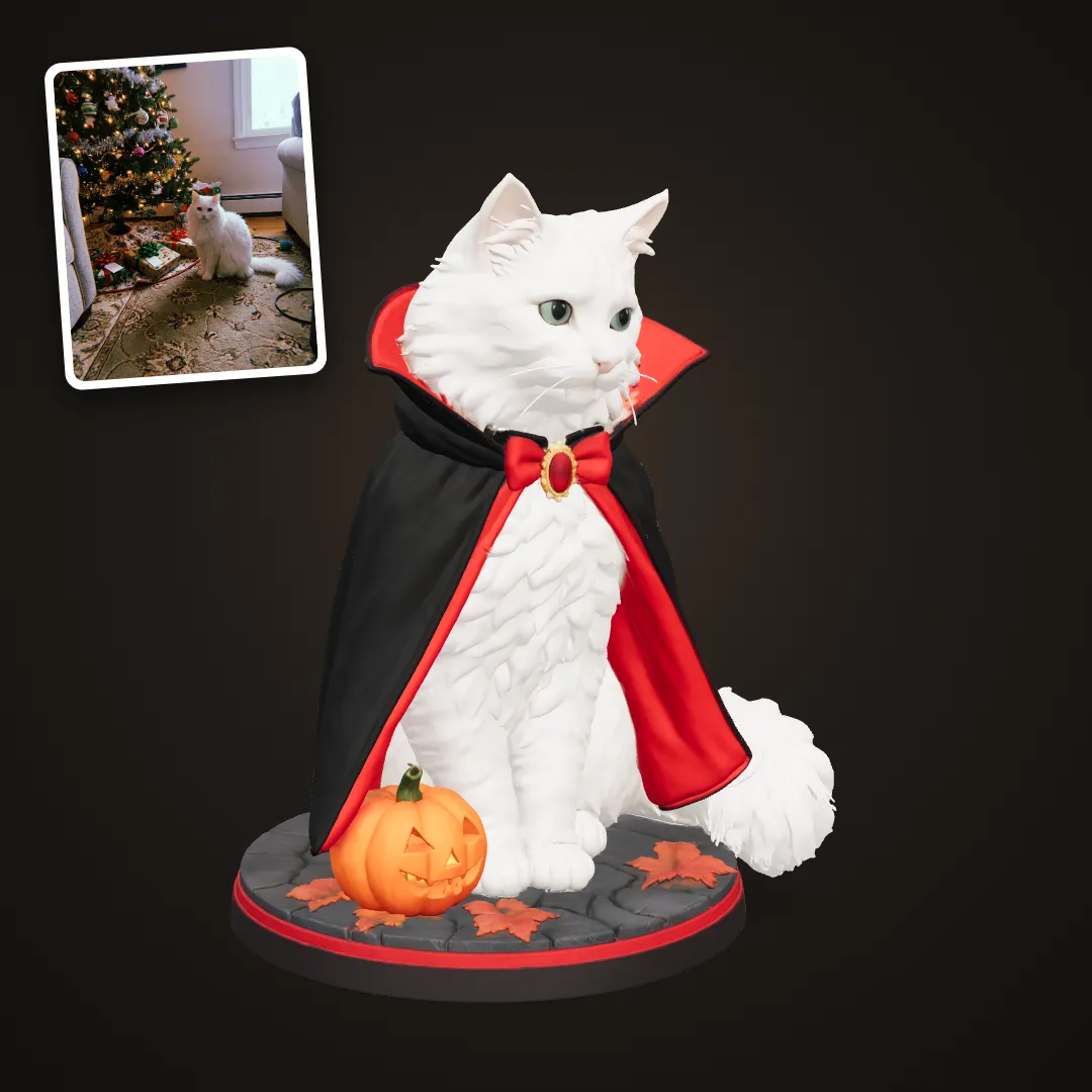White cat as a vampire