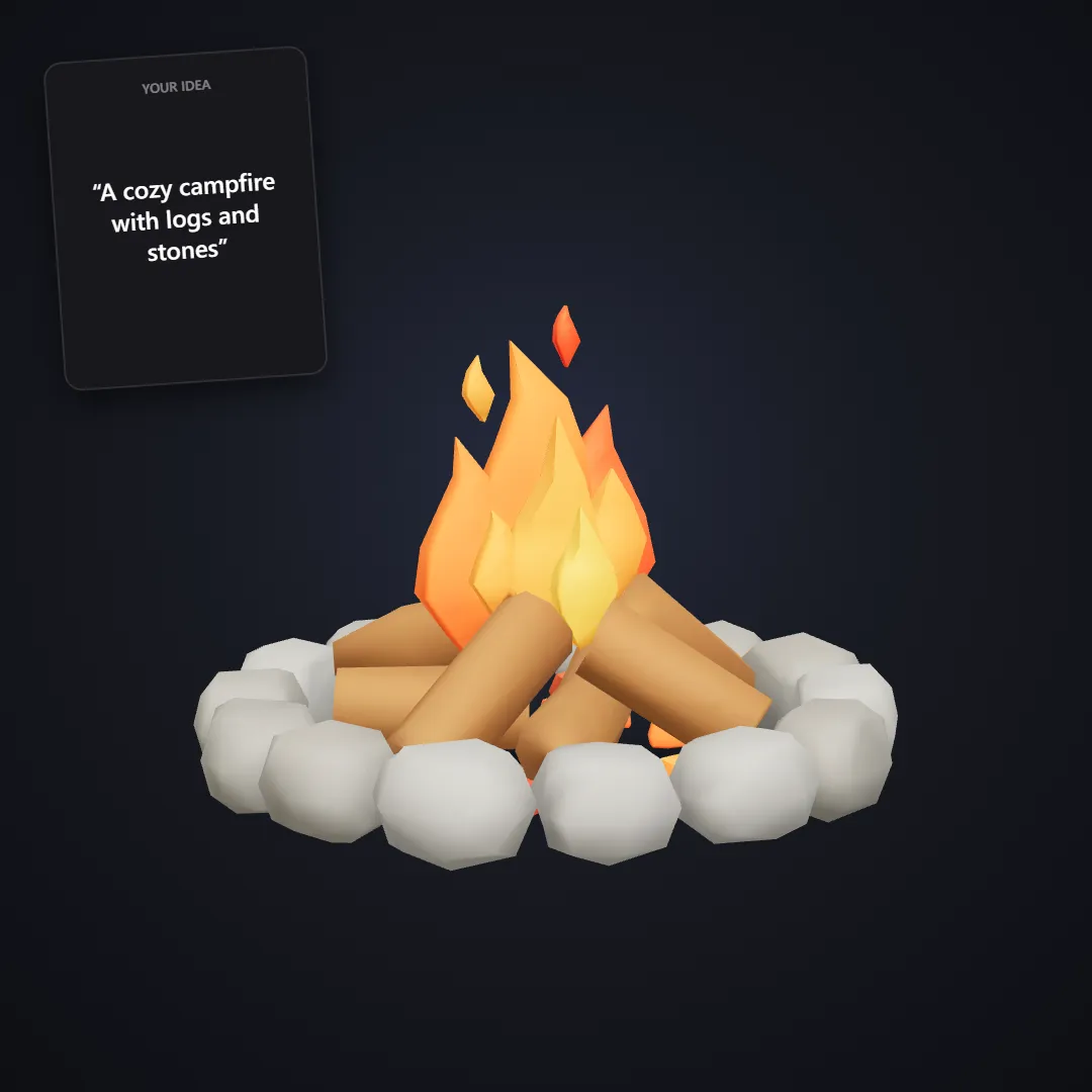 Low-poly campfire