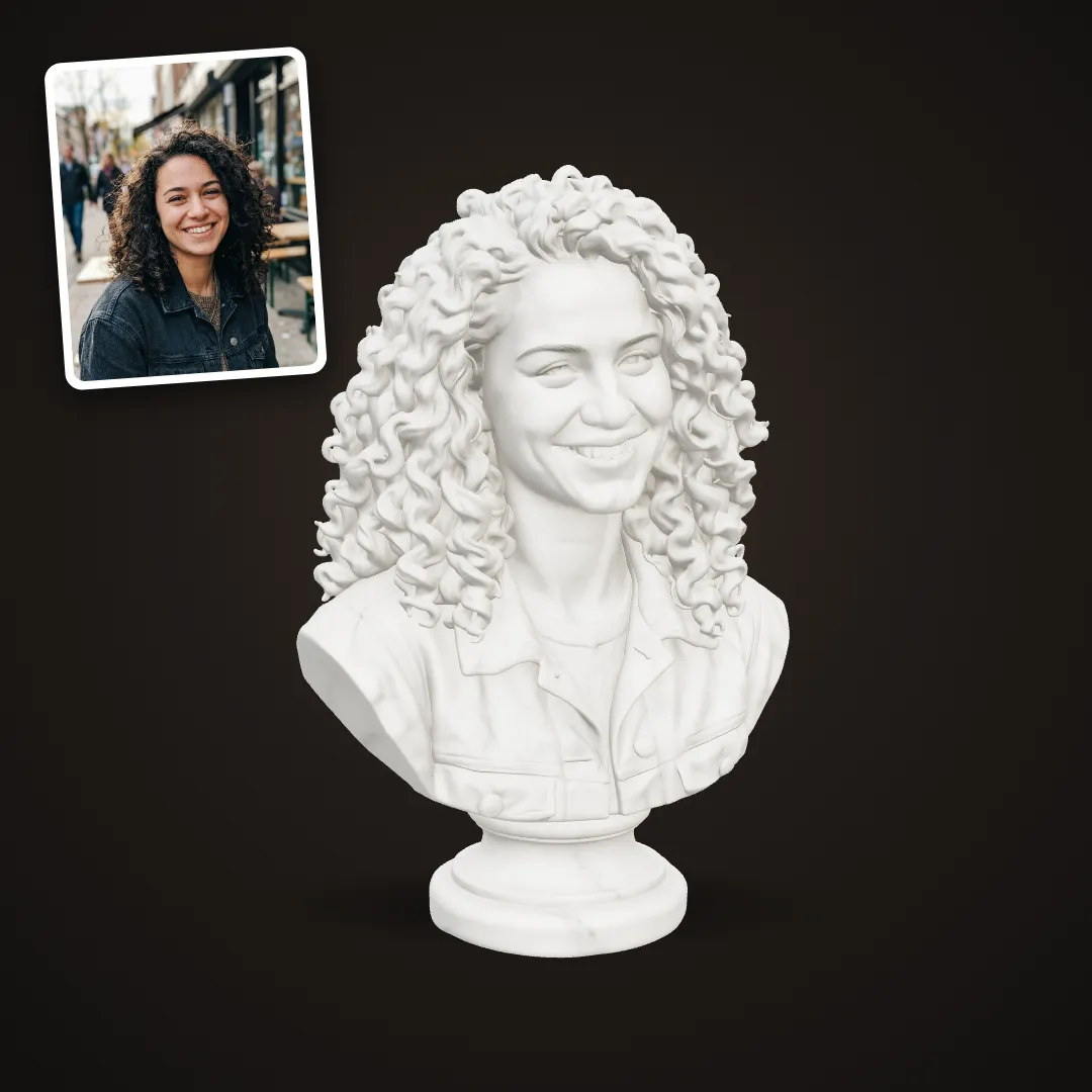 Marble Statue of You: Young woman as a marble bust