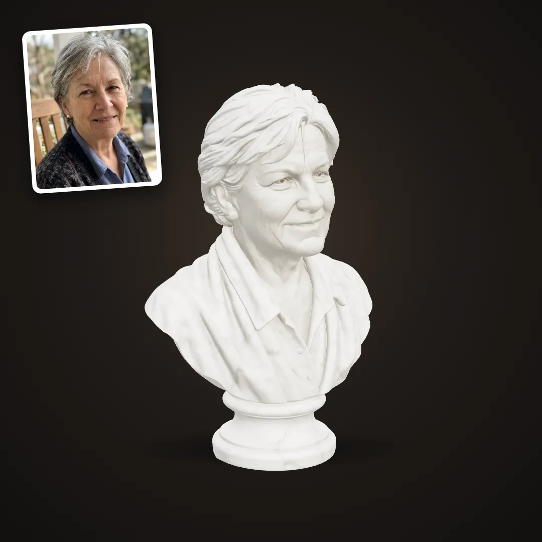 Older woman as a marble bust