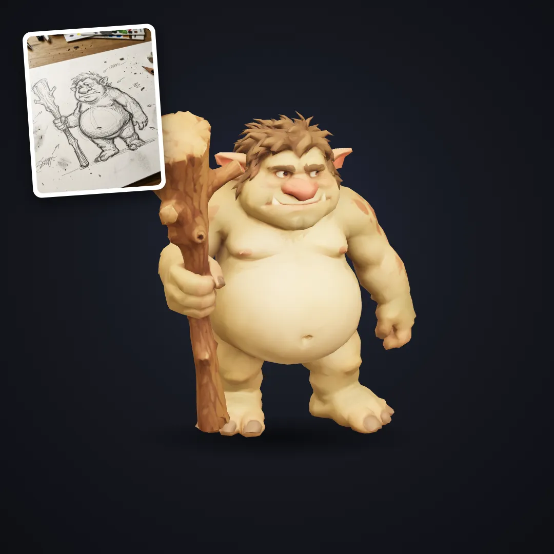 Troll sketch to 3D monster