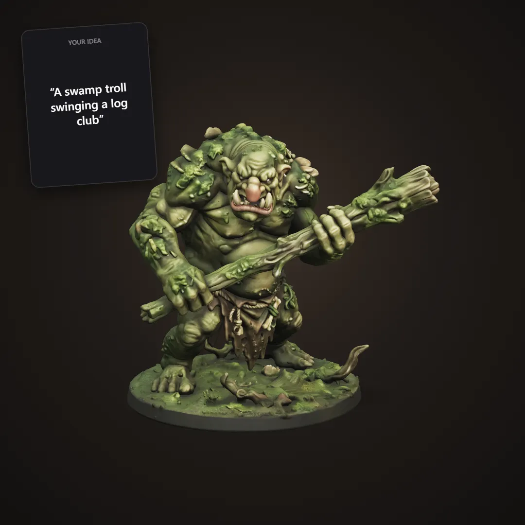 Painted swamp troll miniature