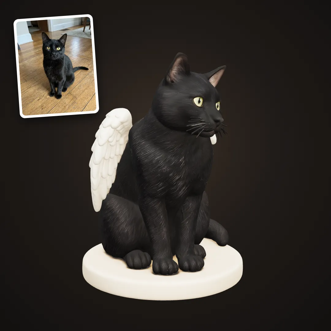 Black cat with angel wings