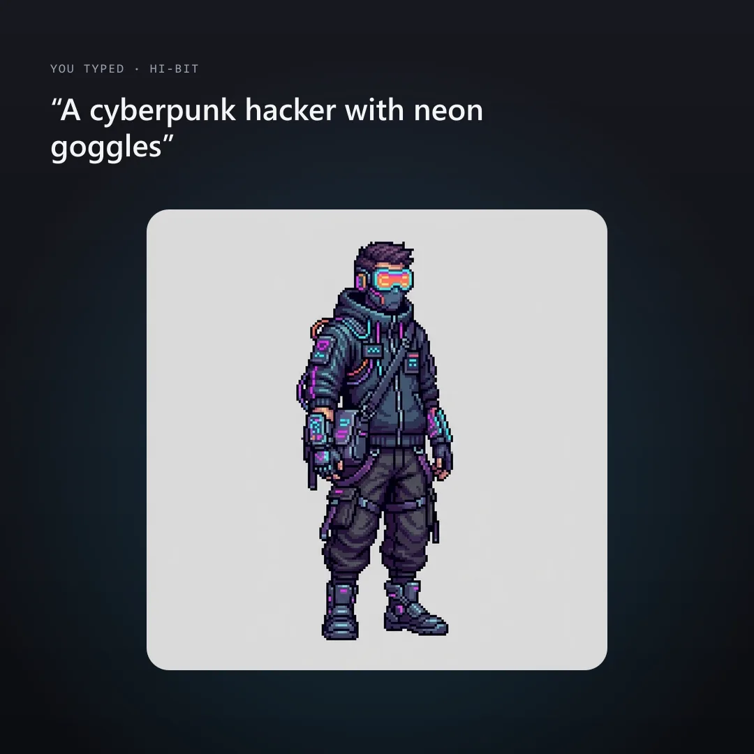 Hi-bit cyberpunk hacker sprite