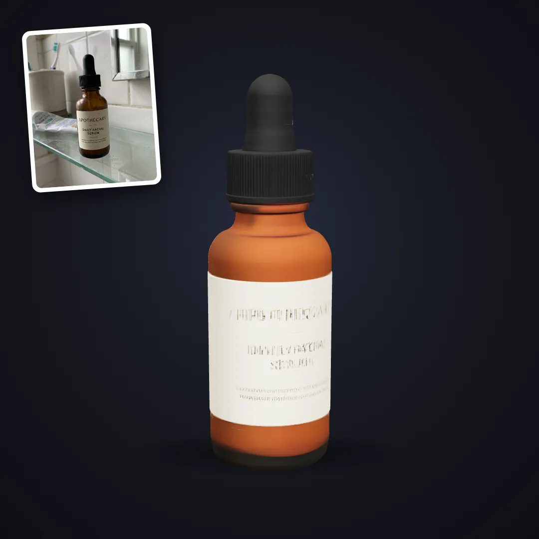 Serum bottle photo to 3D model