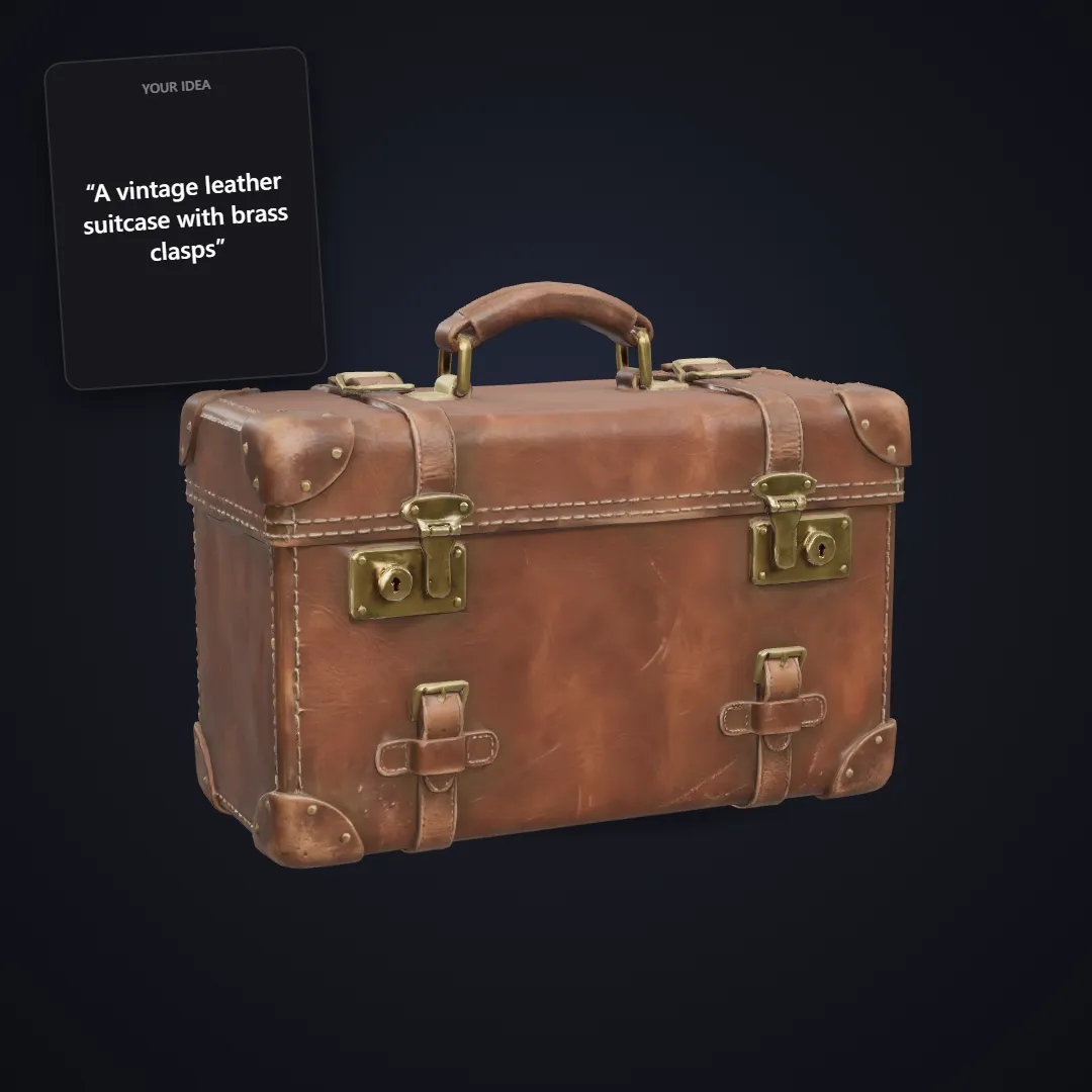 Realistic leather suitcase