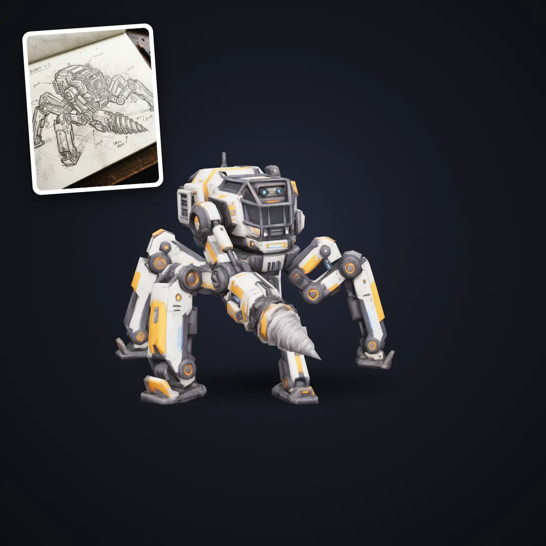 Mining robot sketch to 3D