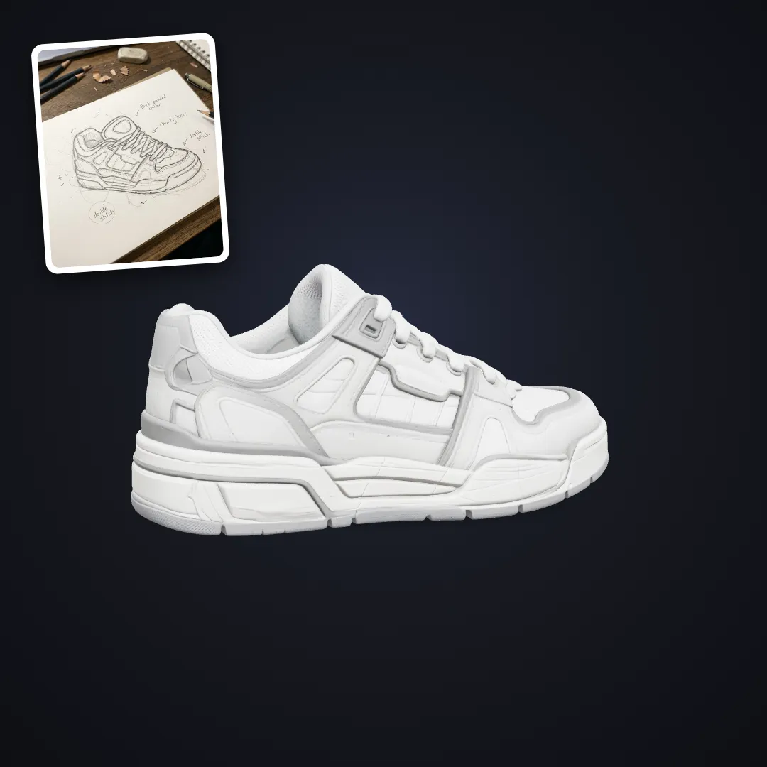 Skate shoe sketch to 3D