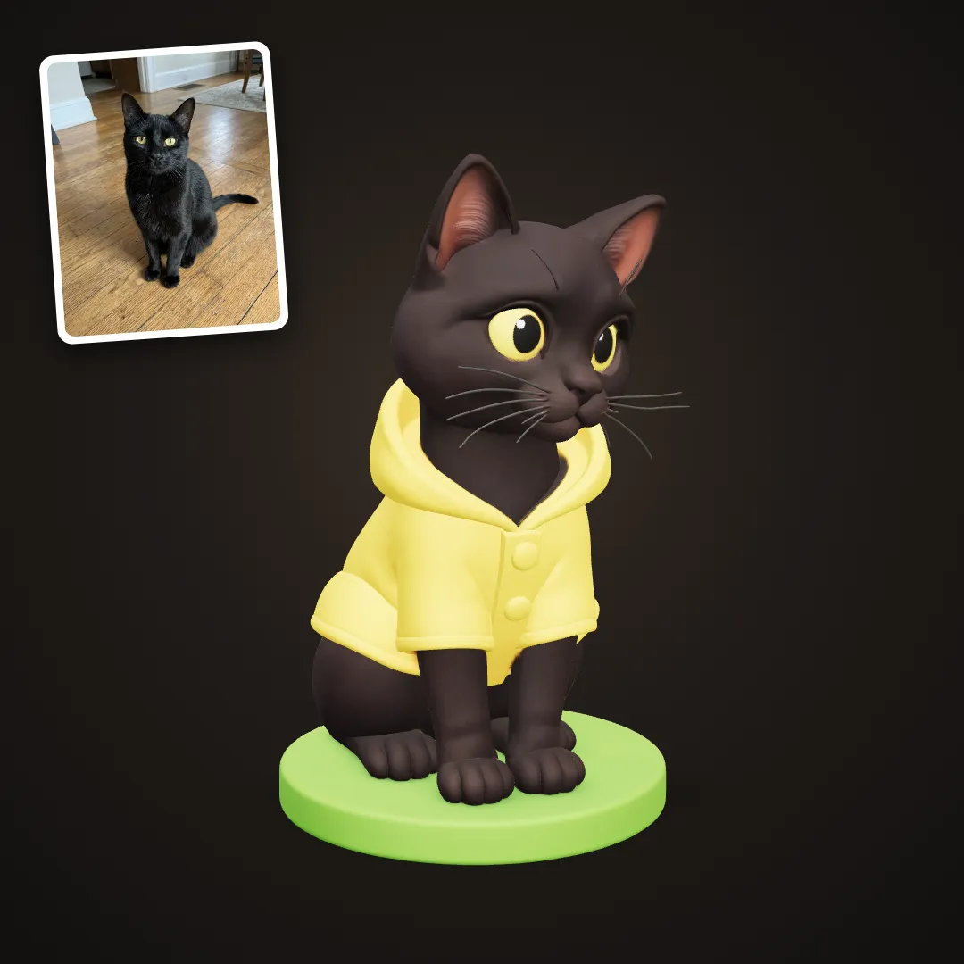 Black cat as a cartoon character